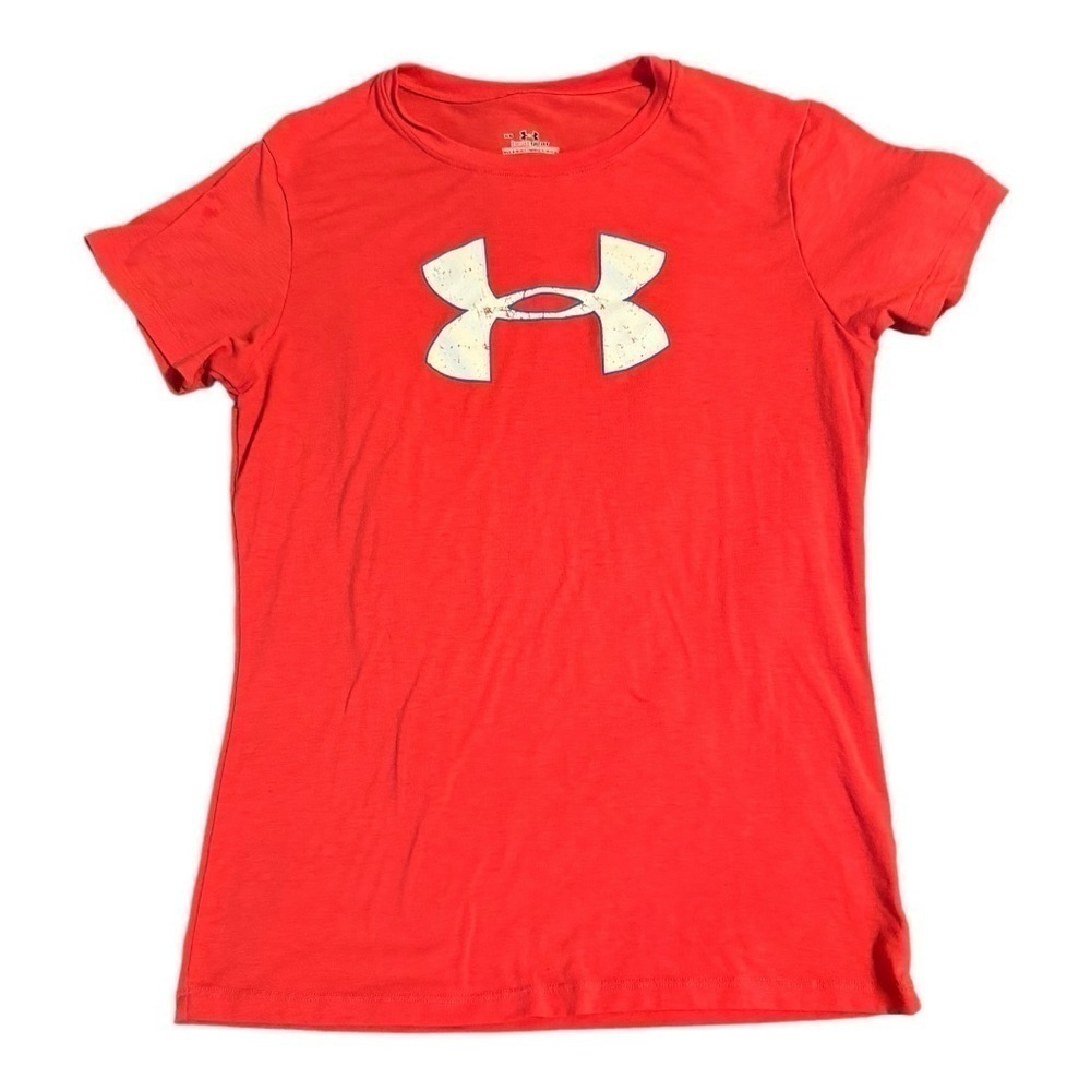 Under Armour Orange Heat Gear Tee, Size Small